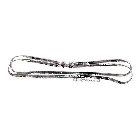 Whiting & Davis Women\'s Oromesh Rhodium Metal Mesh Belt with Clam Shell Clasp main image 3